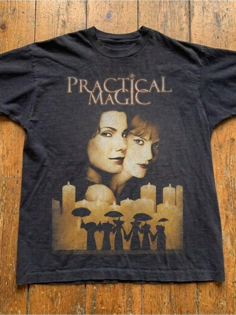 Gildan Practical Magic Graphic Tee - Black with Gold Print